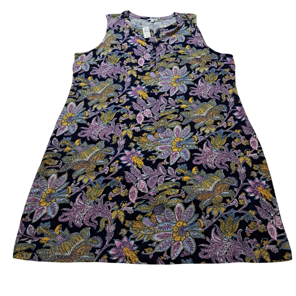 NWT‎ Talbots Tank Dress Womens XL Blue Floral Paisley Sleeveless Cotton Casual